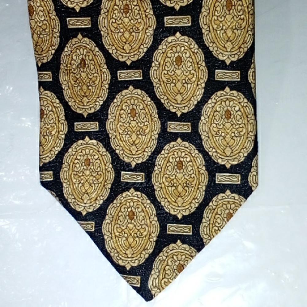 Christian Dior Monsieur vintage silk black and yellow tie